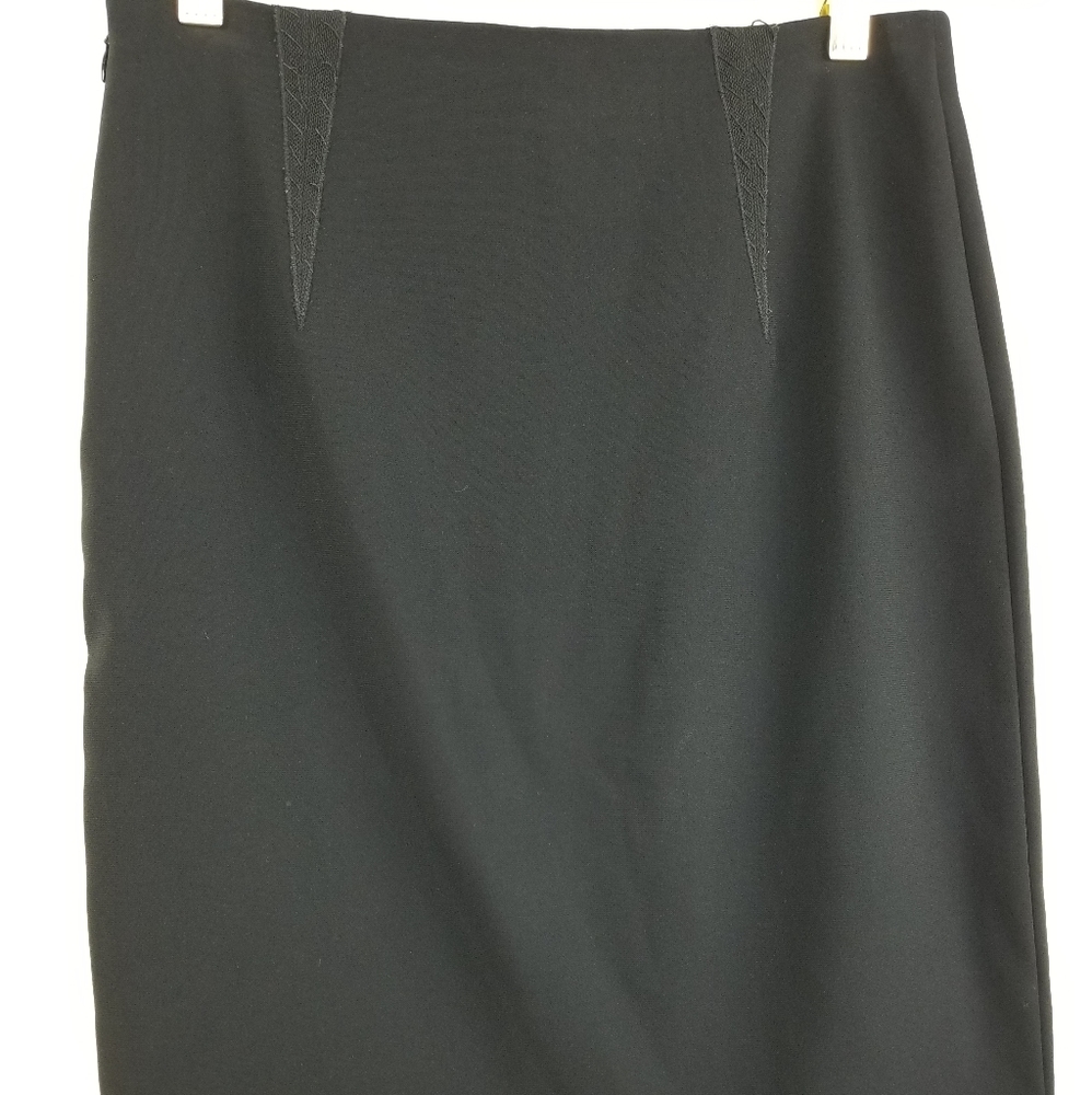 Vintage Moschino Couture Skirt Black Darted Mesh Trim Hem Pencil Womens Size 6 - Picture 8 of 13